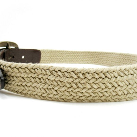 DOLCE & GABBANA belt beige canvas �~ leather Auth used T17195 main image 4